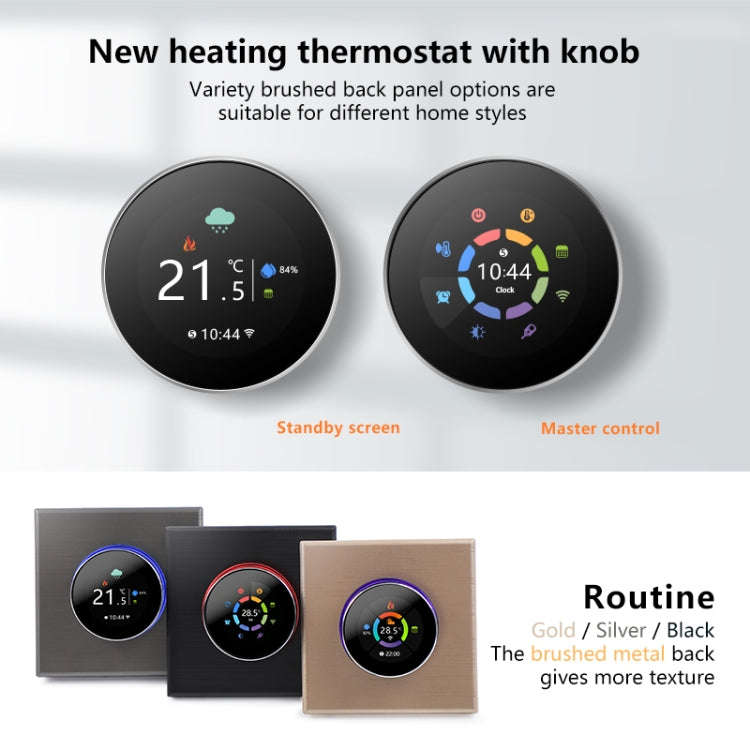 BHT-7000-GCLZB 240V AC 3A Smart Knob Thermostat Dry Junction Controller with Zigbee(Silver)