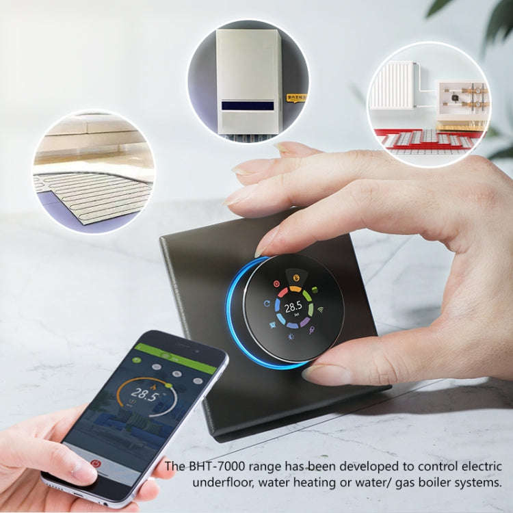 BHT-7000-GCLZB 240V AC 3A Smart Knob Thermostat Dry Junction Controller with Zigbee(Silver)
