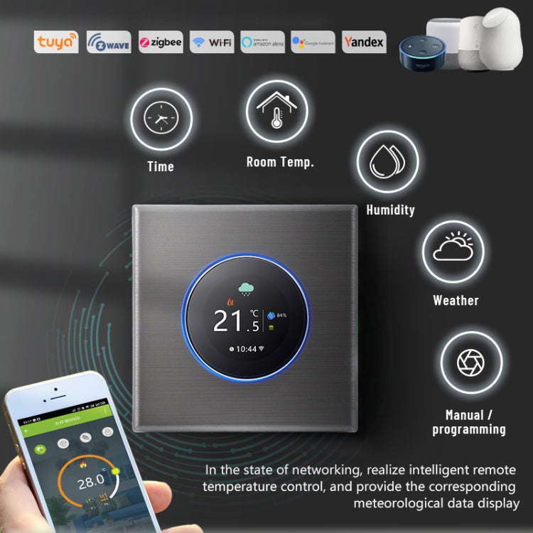 BHT-7000-GCLZB 240V AC 3A Smart Knob Thermostat Dry Junction Controller with Zigbee(Silver)
