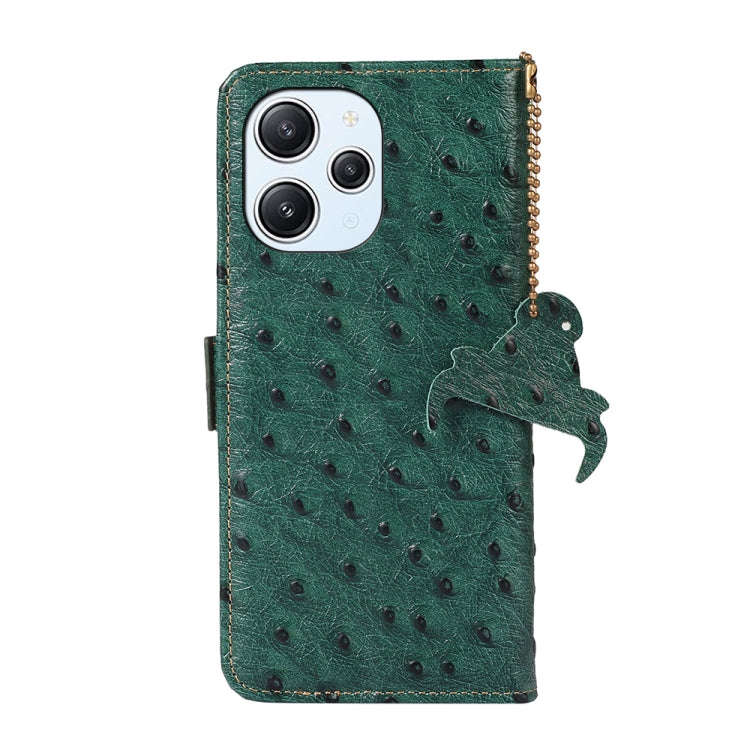 For Xiaomi Redmi 12 Ostrich Pattern Genuine Leather RFID Phone Case(Green)
