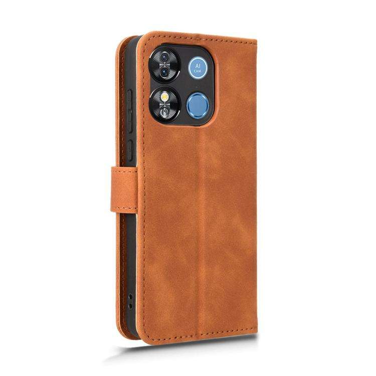 For Oukitel C57 Pro Skin Feel Magnetic Flip Leather Phone Case(Brown)