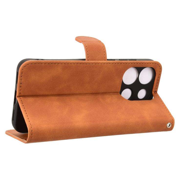For Oukitel C57 Pro Skin Feel Magnetic Flip Leather Phone Case(Brown)