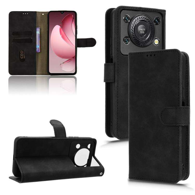 For Oukitel C60 Pro / C60 Skin Feel Magnetic Flip Leather Phone Case(Black)