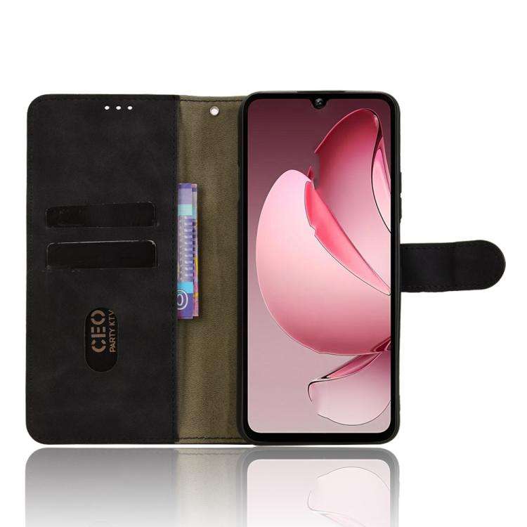 For Oukitel C60 Pro / C60 Skin Feel Magnetic Flip Leather Phone Case(Black)