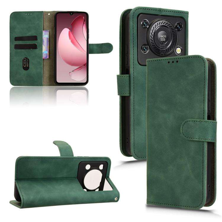 For Oukitel C60 Pro / C60 Skin Feel Magnetic Flip Leather Phone Case(Green)