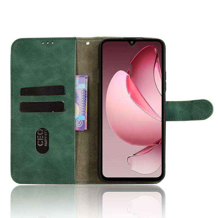 For Oukitel C60 Pro / C60 Skin Feel Magnetic Flip Leather Phone Case(Green)