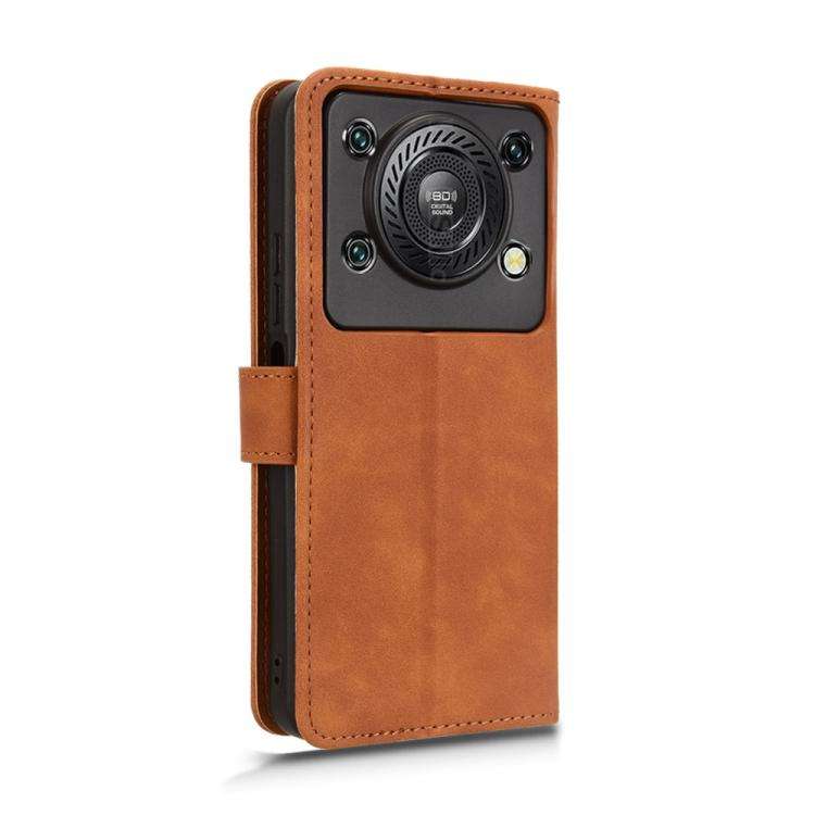 For Oukitel C60 Pro / C60 Skin Feel Magnetic Flip Leather Phone Case(Brown)