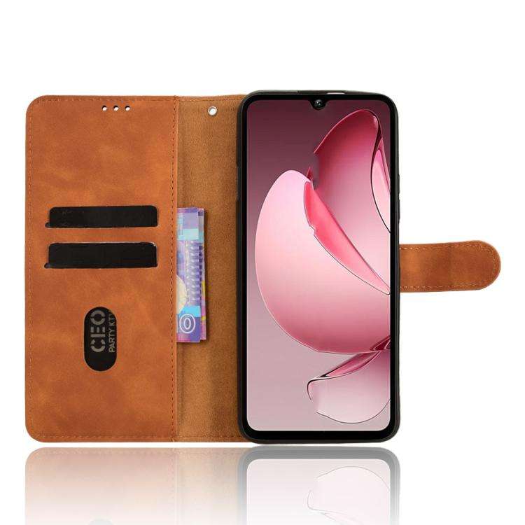 For Oukitel C60 Pro / C60 Skin Feel Magnetic Flip Leather Phone Case(Brown)