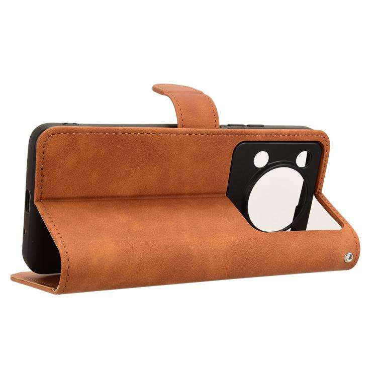 For Oukitel C60 Pro / C60 Skin Feel Magnetic Flip Leather Phone Case(Brown)