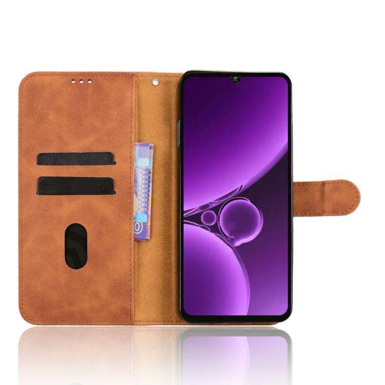 For Oukitel C59 Pro Skin Feel Magnetic Flip Leather Phone Case(Brown)