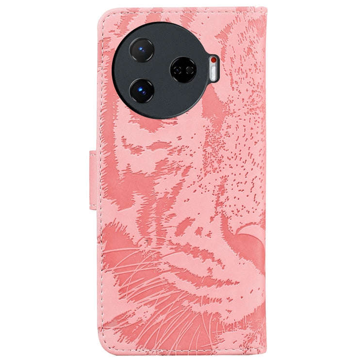 For Tecno Camon 30 Pro Tiger Embossing Pattern Flip Leather Phone Case(Pink)