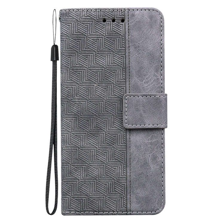 For Motorola Moto G04s / Moto E14 Geometric Embossed Leather Phone Case(Grey)