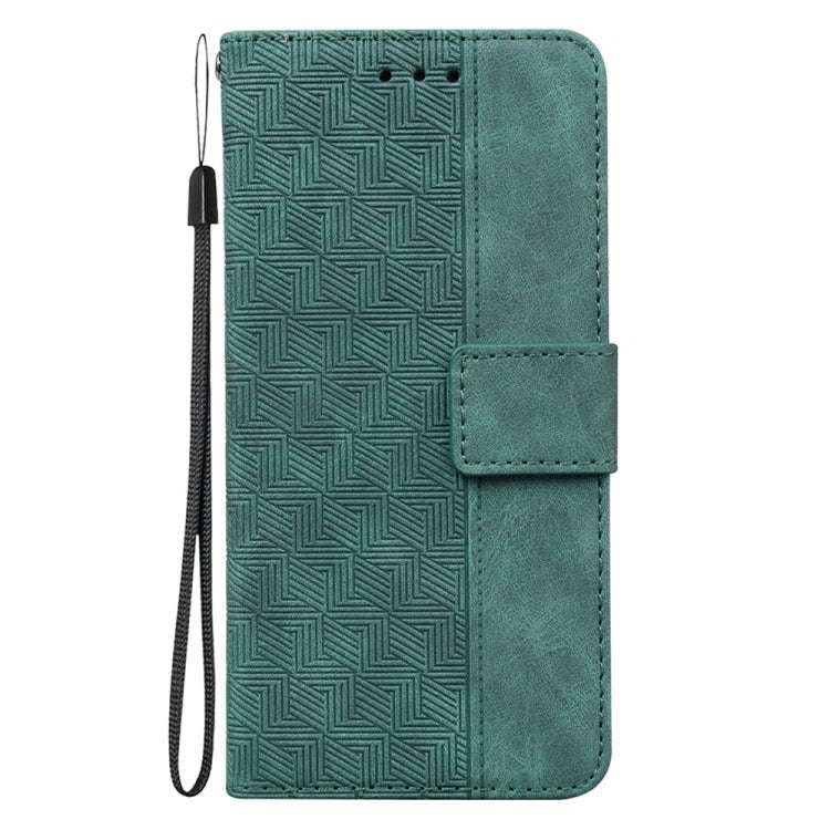 For Motorola Moto G04s / Moto E14 Geometric Embossed Leather Phone Case(Green)
