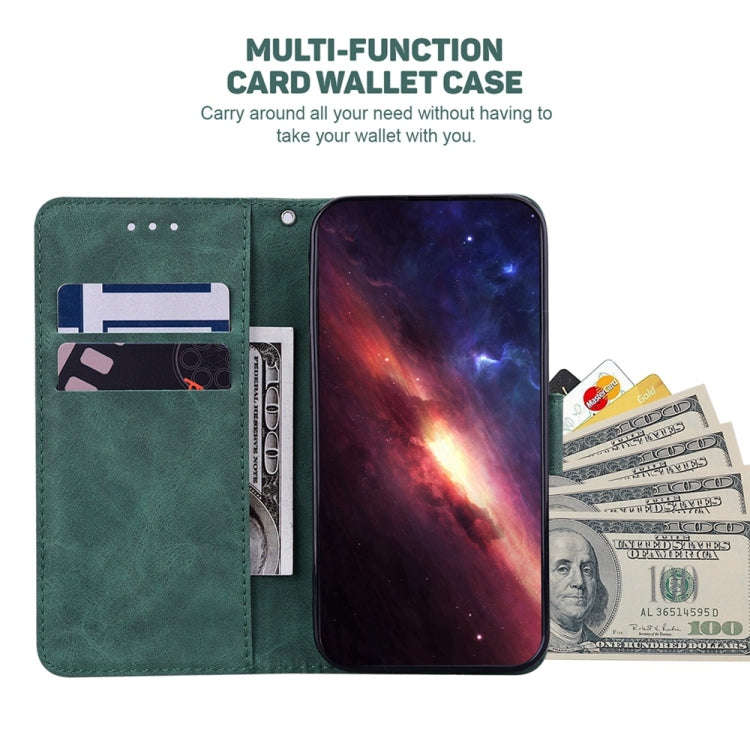 For Motorola Moto G04s / Moto E14 Geometric Embossed Leather Phone Case(Green)