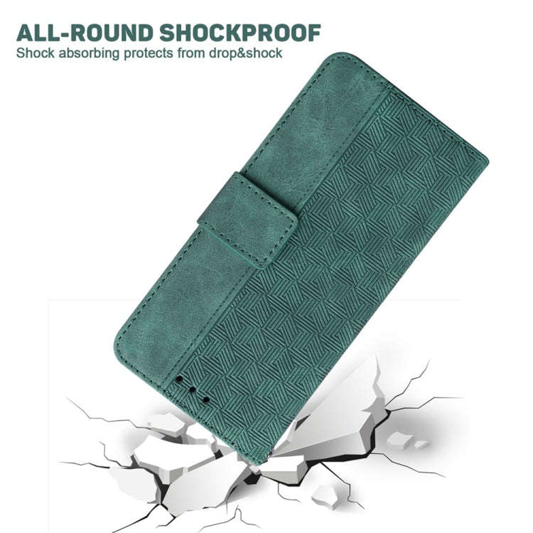 For Motorola Moto G04s / Moto E14 Geometric Embossed Leather Phone Case(Green)