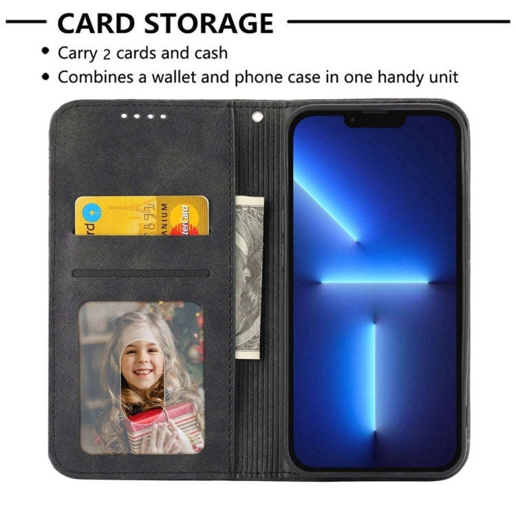 For Xiaomi Redmi A3 Cubic Grid Calf Texture Magnetic Leather Phone Case(Black)