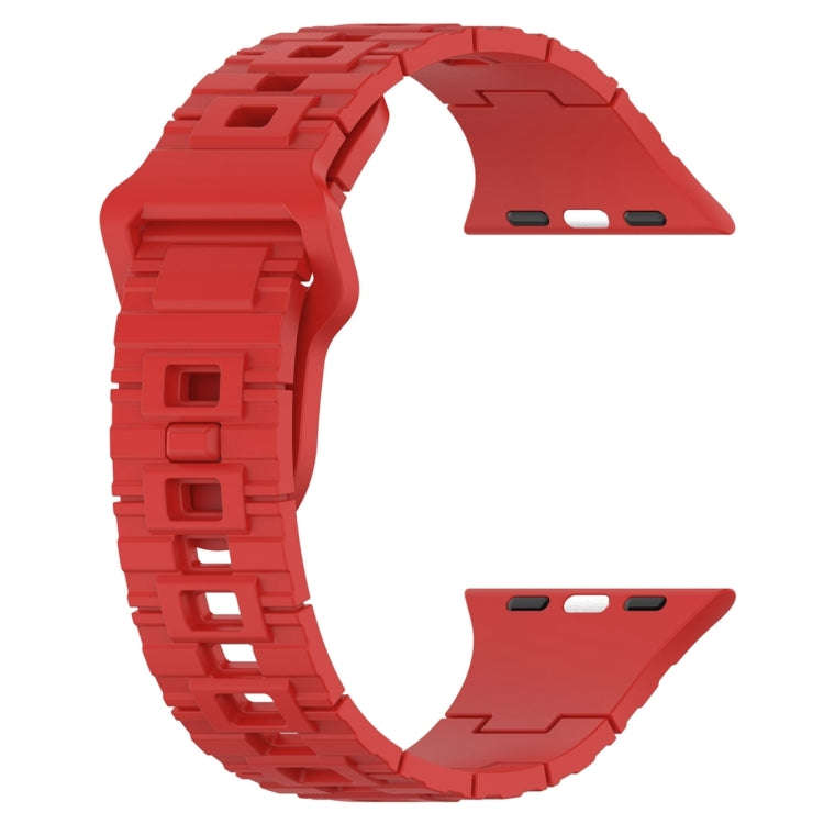 For Apple Watch 9 41mm Square Buckle Armor Style Silicone Watch Band(Red)