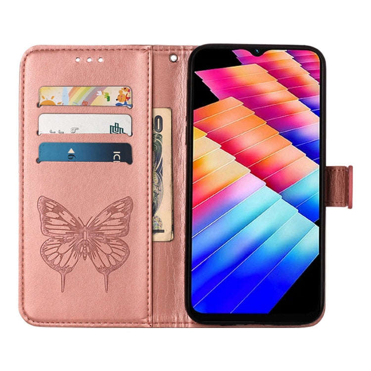 For Tecno Spark 10C / K15Q Embossed Butterfly Leather Phone Case(Rose Gold)