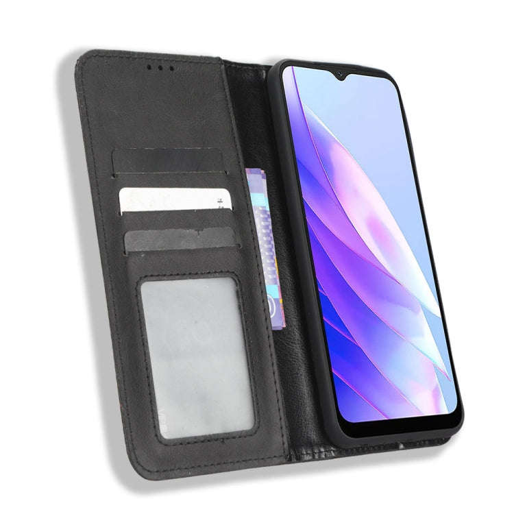 For Blackview A52 / A52 Pro Magnetic Buckle Retro Texture Leather Phone Case(Black)