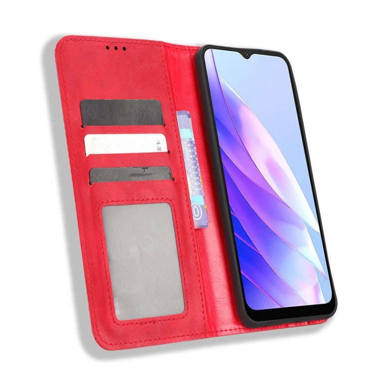 For Blackview A52 / A52 Pro Magnetic Buckle Retro Texture Leather Phone Case(Red)