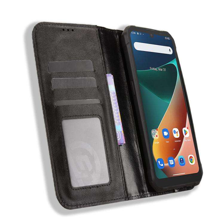 For Blackview BV5300 / BV5300 Pro Magnetic Buckle Retro Texture Leather Phone Case(Black)