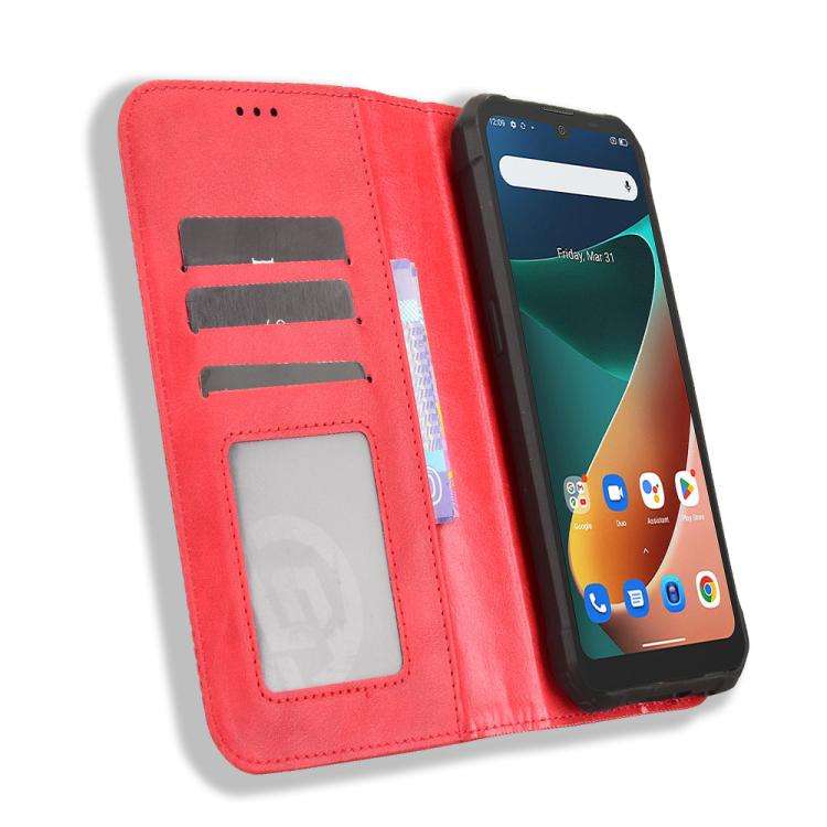For Blackview BV5300 / BV5300 Pro Magnetic Buckle Retro Texture Leather Phone Case(Red)