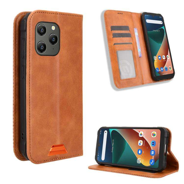 For Blackview BV5300 / BV5300 Pro Magnetic Buckle Retro Texture Leather Phone Case(Brown)