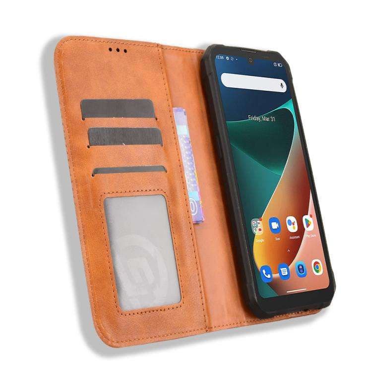 For Blackview BV5300 / BV5300 Pro Magnetic Buckle Retro Texture Leather Phone Case(Brown)