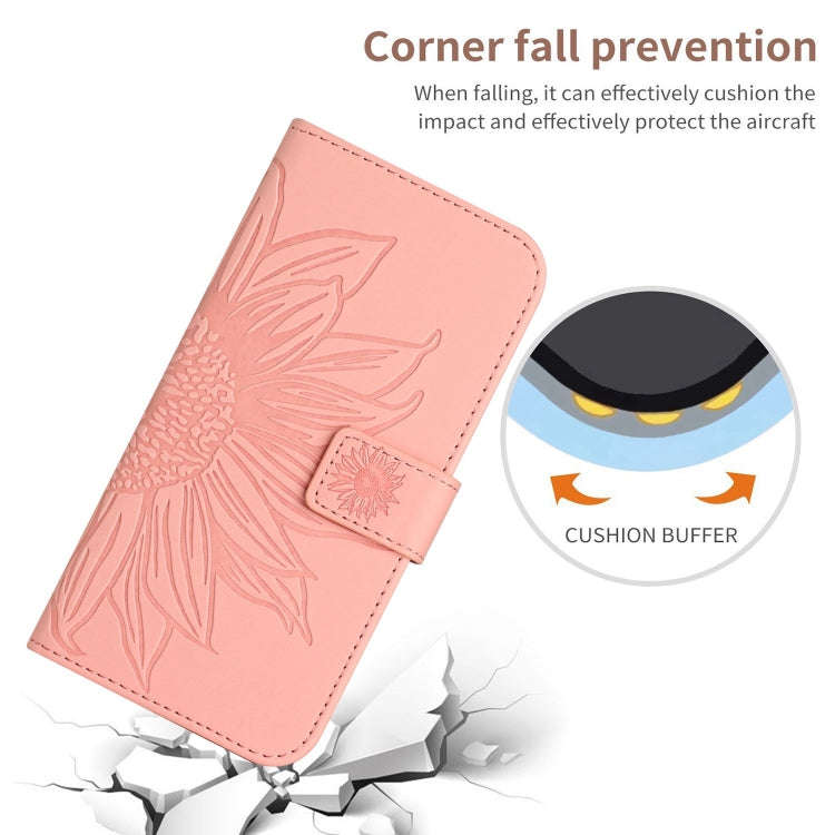 For Honor X6b Skin Feel Sun Flower Pattern Leather Phone Case with Lanyard(Pink)