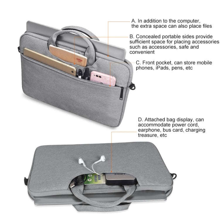 For 14.1 inch ST01S Waterproof Oxford Laptop Diagonal Shoulder Handbag(Black)