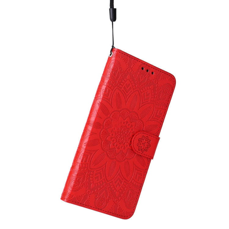 For Xiaomi Redmi 12 4G Embossed Sunflower Leather Phone Case(Red)