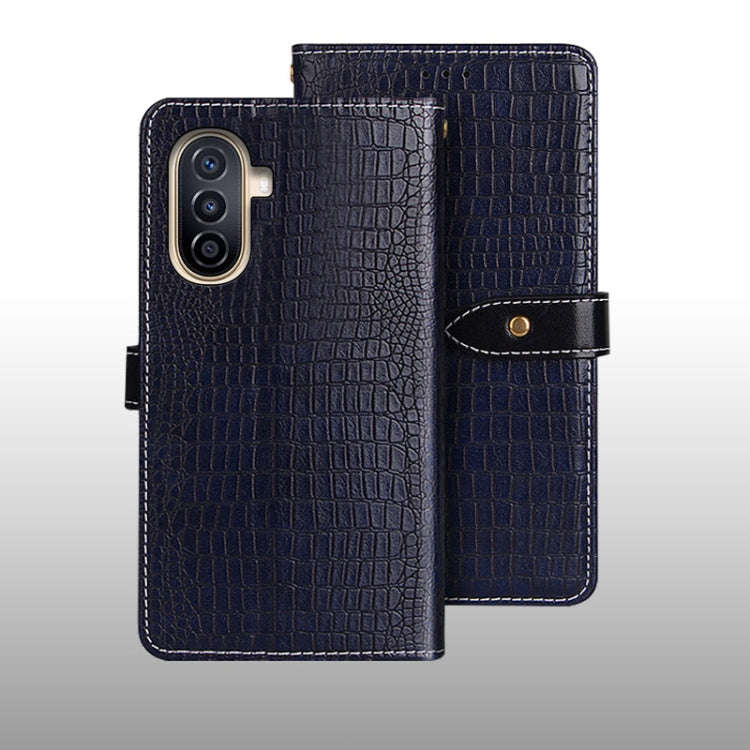 For Huawei nova Y71 idewei Crocodile Texture Leather Phone Case(Dark Blue)
