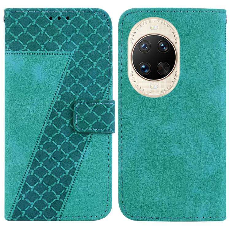 For Huawei nova 14 Ultra Seven-shaped Embossed Leather Phone Case(Green)