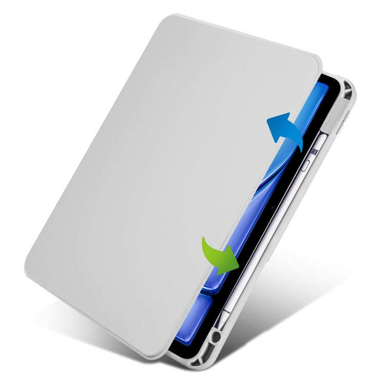 For iPad Air 11 2026 / 2025 / 2024 Acrylic 360 Rotation Detachable Leather Tablet Case(Grey)
