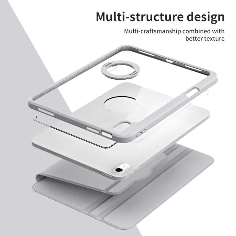 For iPad Air 11 2026 / 2025 / 2024 Acrylic 360 Rotation Detachable Leather Tablet Case(Grey)