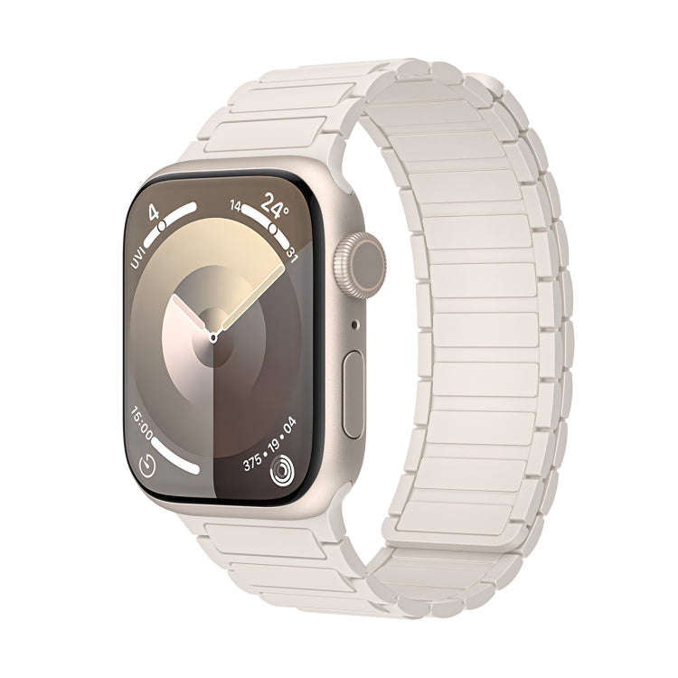 For Apple Watch Series 6 44mm Magnetic Loop Silicone Watch Band(Starlight)
