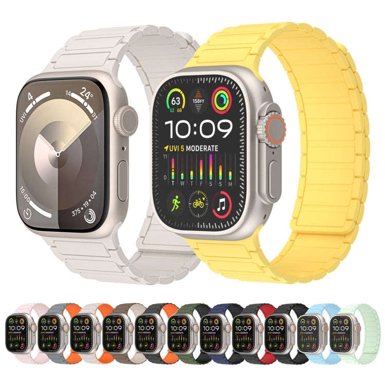For Apple Watch Series 3 42mm Magnetic Loop Silicone Watch Band(Black Red)