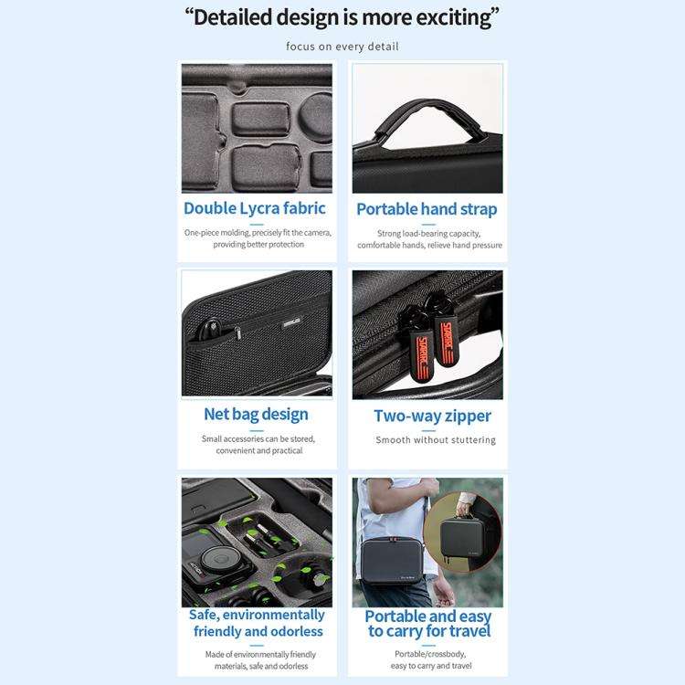 For DJI Osmo Action 4 / 5 Pro STARTRC Portable PU Storage Box Case Full Kit(Black)