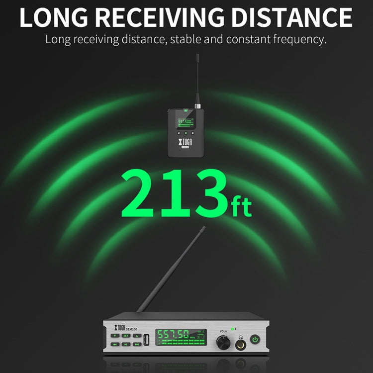 XTUGA SEM100 Professional Wireless In Ear Monitor System 2 BodyPacks(EU Plug)