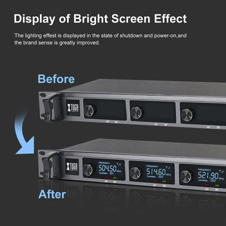 XTUGA A140-B Wireless Microphone System 4 BodyPack Headset Lavalier Microphone(EU Plug)