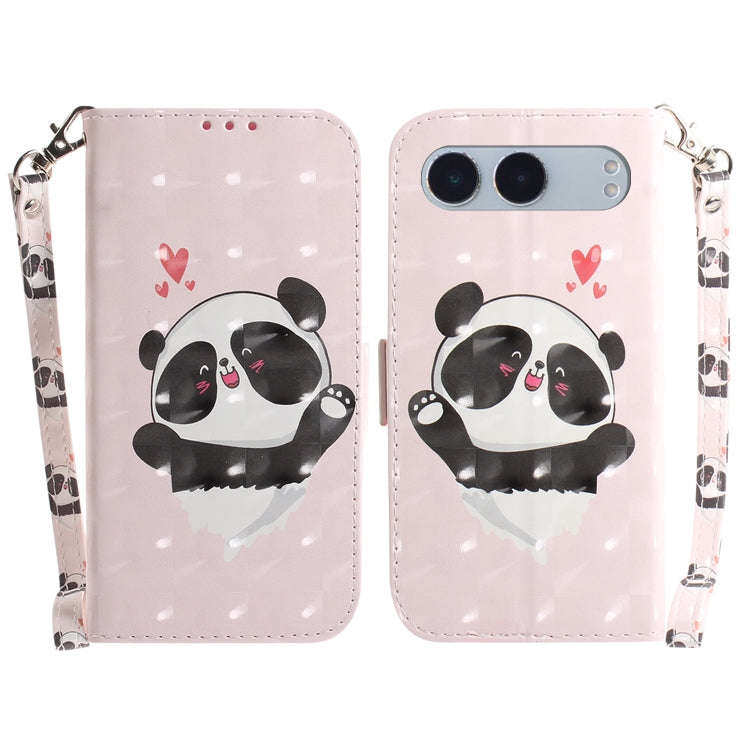 For OnePlus Nord 4 3D Colored Flip Leather Phone Case(Heart Panda)