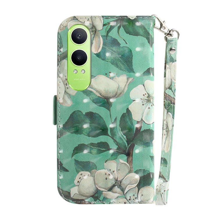 For OnePlus Nord CE4 Lite 3D Colored Flip Leather Phone Case(Watercolor Flower)