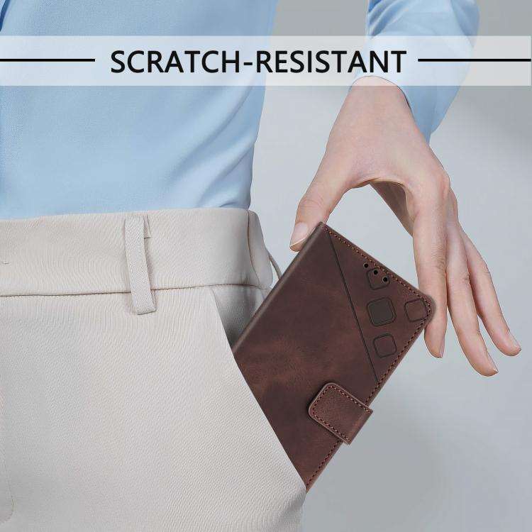 For Honor X6c 4G Skin-feel Embossed Leather Phone Case(Brown)