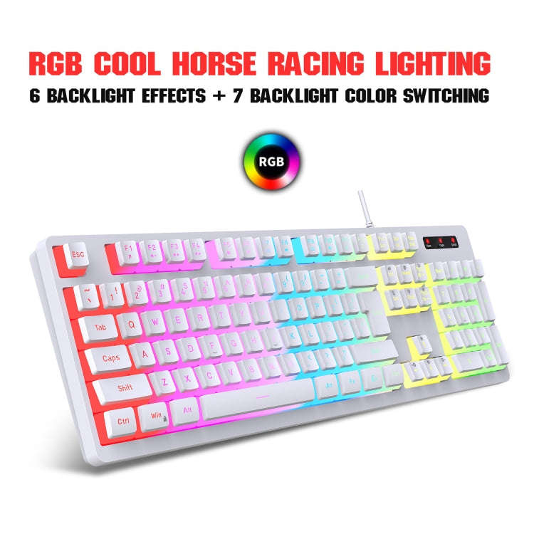 HXSJ L200+X100 Wired RGB Backlit Keyboard and Mouse Set 104 Pudding Key Caps + 3600DPI Mouse(Black)