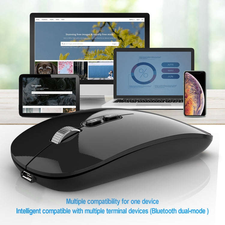 HXSJ M103 1600DPI UV Dual Mode 2.4GHz + Bluetooth 5.1 Wireless Rechargeable Mouse(Black)