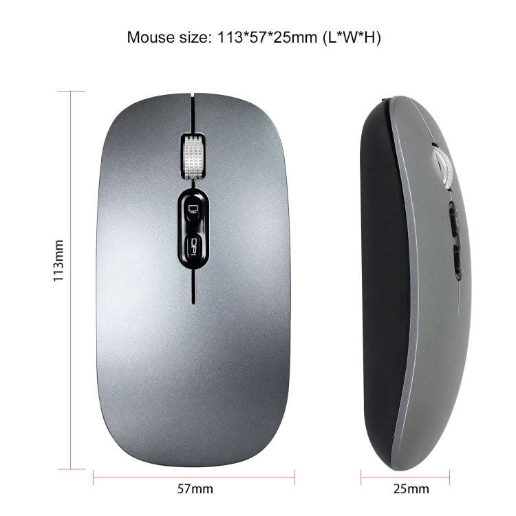 HXSJ M103 1600DPI 2.4GHz Wireless Rechargeable Mouse(Silver)