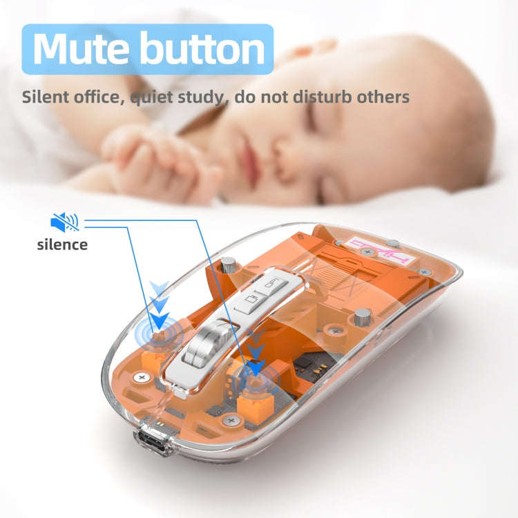 HXSJ T900 Transparent Magnet Three-mode Wireless Gaming Mouse(White)