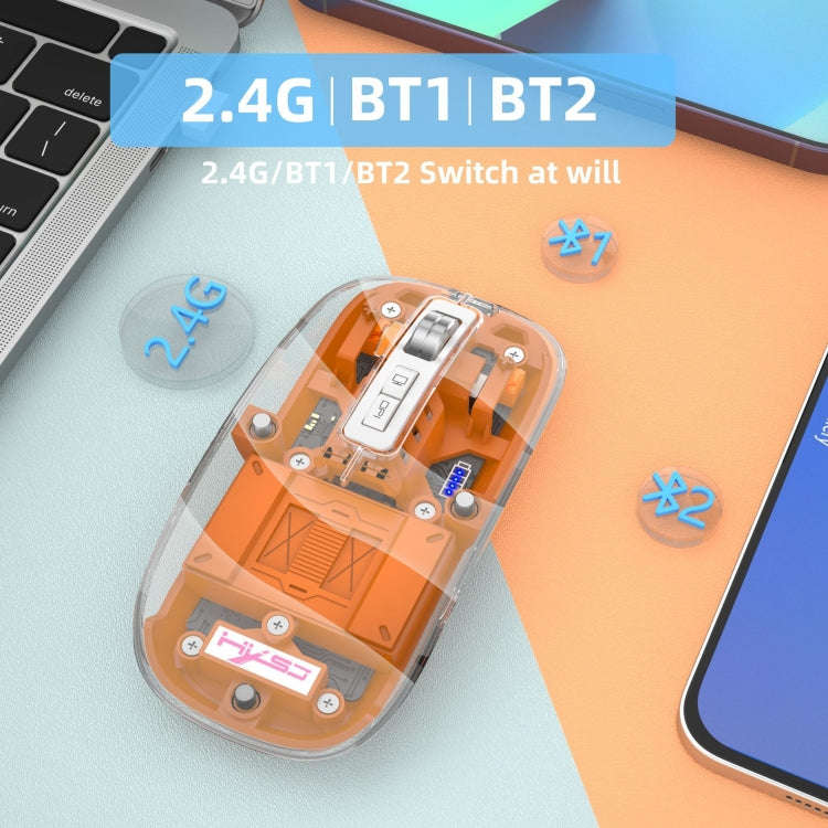 HXSJ T900 Transparent Magnet Three-mode Wireless Gaming Mouse(White)