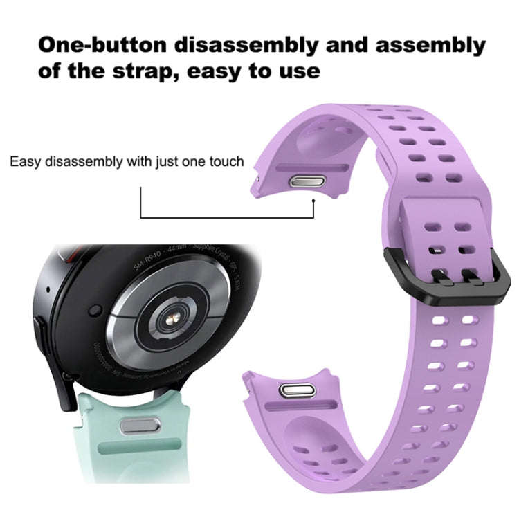 For Samsung Galaxy Watch 6 Double-row Hole Solid Color Silicone Watch Band(Pink)