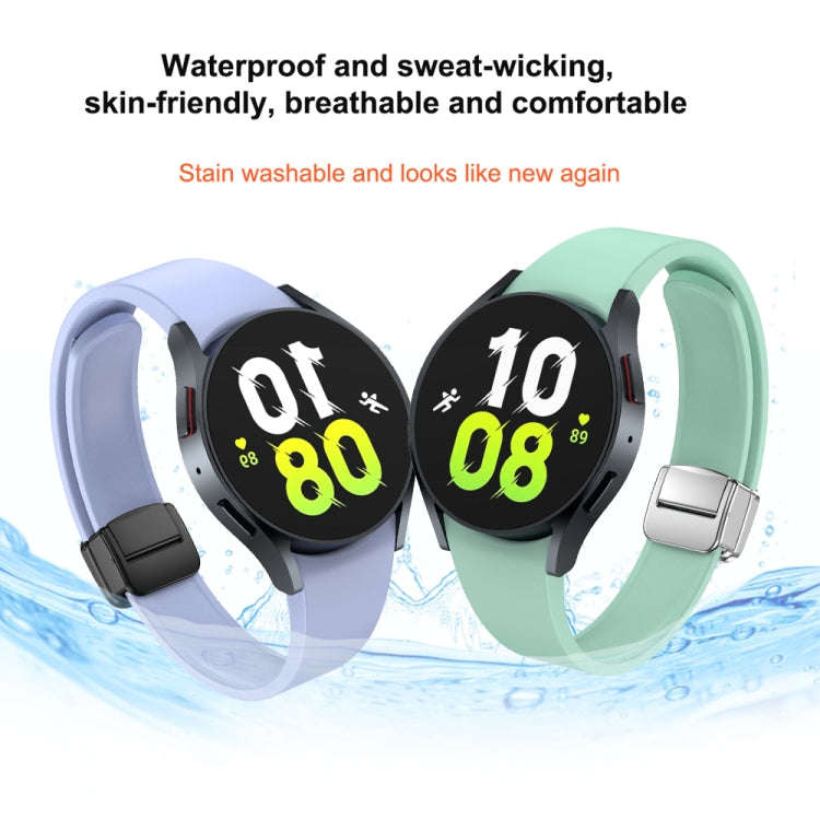 For Samsung Galaxy Watch 6 Magnetic Folding Silver Buckle Silicone Watch Band(Blue)